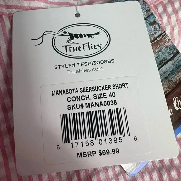 ⭐️ Hosr Pick ⭐️NWT True Flies Manasota pink and white Seersucker Shorts Size 40 - Picture 11 of 14